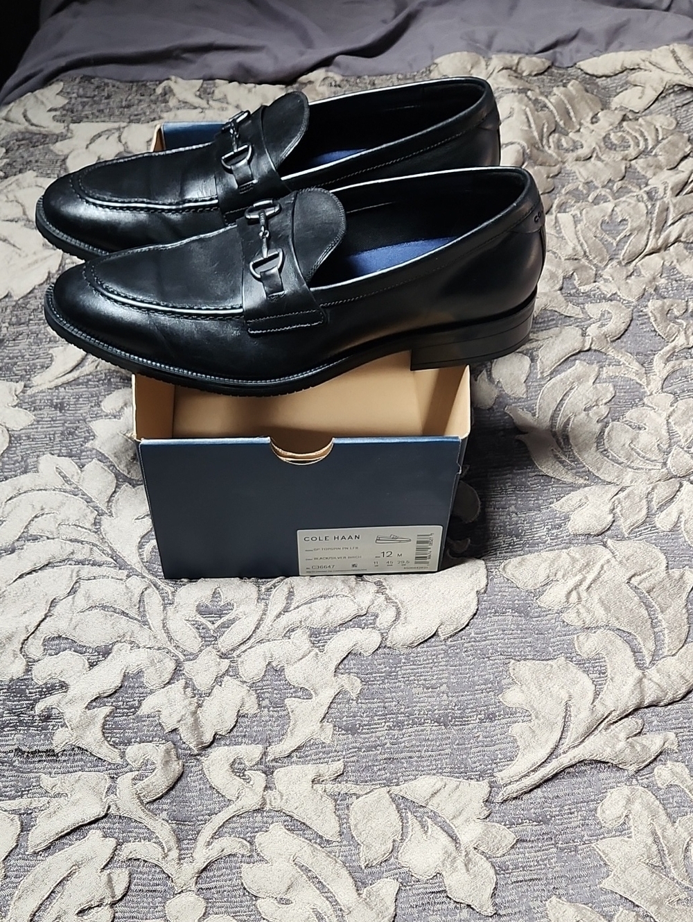 Cole Haan Black Leather Bit-Detail Men’s Loafers